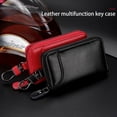 thumbnail image 4 of Llavero de cuero genuino a la moda, bolsa con cremallera, organizador para llaves de coche, 4 of 5