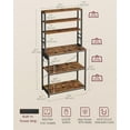 thumbnail image 3 of VASAGLE Bakers Rack with Power Outlet, 31.5 Inches Coffee Bar for Kitchen Storage, 6-Tier Kitchen Shelves with 6 Hooks, Microwave Stand, Rustic Brown and Black, 3 of 8