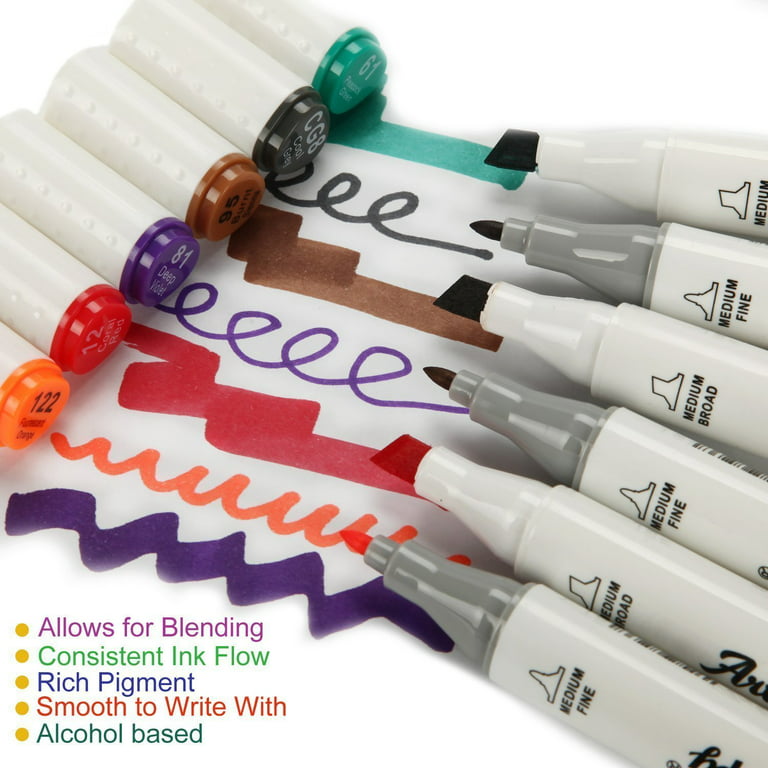 Artify Artist Alcohol Based Art Marker Set - 40 Colors | Dual Tipped Twin  Artify Marker Pens with Plastic Carrying Case