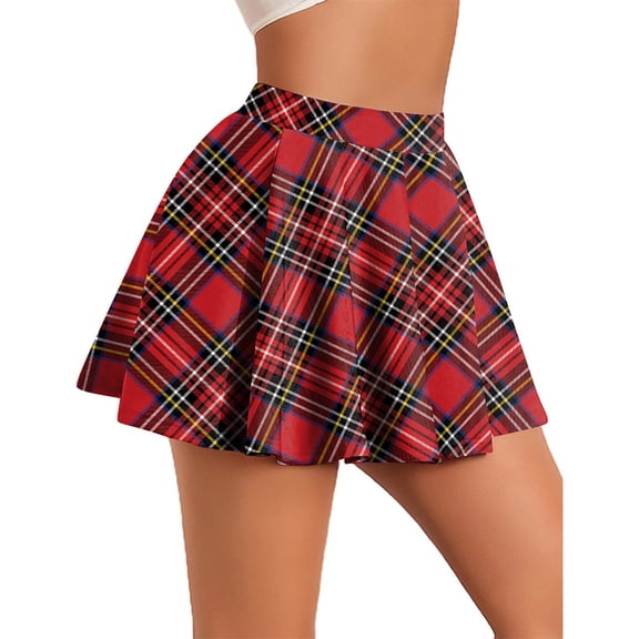 Women's Tennis Skirts Summer Women Casual Fashion Pleated Skirt Milk Silk Plaid Digital Printing Pink L