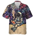 thumbnail image 4 of Camisas hawaianas con estampado 3D de astronauta para hombre, camisas con solapa de astronauta, camisetas holgadas con botones para la calle, mangas cortas, estilo hawaiano, 4 of 5