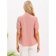thumbnail image 3 of DARING DIVA Women's Button Down Tops Short Sleeve Pleated Front V Neck Blouse XS Pink, 3 of 6
