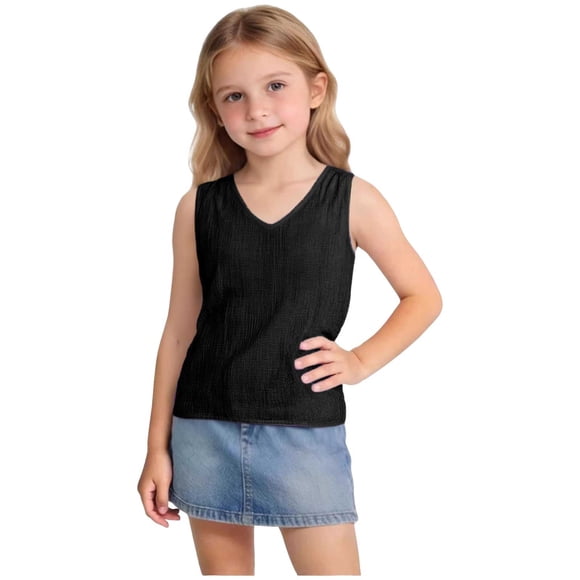 Wxirdiow Kids' Sleeveless Undershirts Girls Tank Top Sleeveless Racer Back Top Camisole Undershirts for Ballet Gymnastics Black Size,11-12 Years