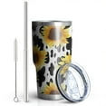 thumbnail image 2 of 30oz White Sunflower Cow Print Pattern Tumblers Stainless Steel Tumbler with Lid and Straw,Vacuum Insulated Double Wall Travel Tumbler Cups Mug with Cleaning Brush for Coffee,Tea, 2 of 7