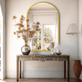 thumbnail image 3 of JIOABL 30"x 40" Arched Shatterproof Bathroom Mirror, Tempered Glass, 2 Sided Anti-Rust for Vanity Wall Decor, Gold, 3 of 8