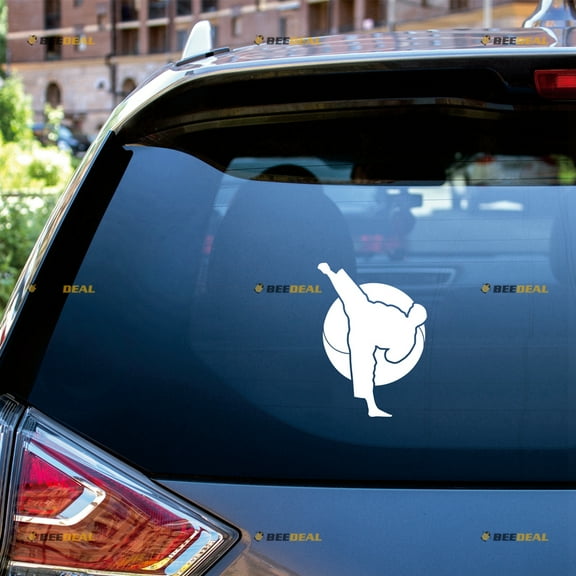 Karate Yin Yang Sticker Decal Vinyl Fighting Japanese Japan - 2 Pack White 4" - For Car Boat Laptop Cup No Background Die-cut