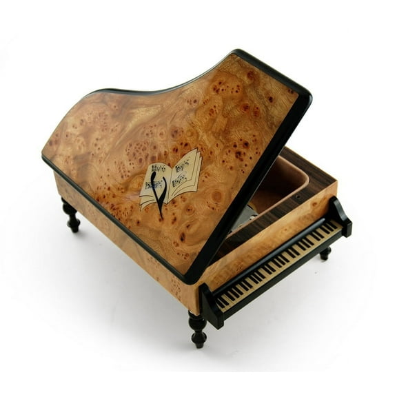 Handcrafted 30 Note Italian Grand Piano Music Box with Sheet Music Inlay