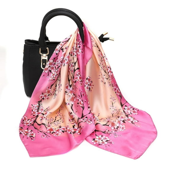 Foulards pour Femmes, Foulards Carrées à Imprimé Floral, Foulard en satin, Foulard à Châle Multifonction