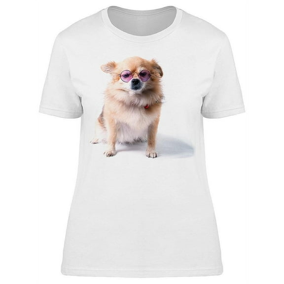 Chihuahua Wearing Cool Glasses T-Shirt Women -Image by Shutterstock, Female x-Large