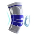 thumbnail image 4 of Gray & Blue Silicone Padded Knee Support Sleeves with Double-Spring Stabilizers - Neoprene, Breathable 3D Knit Design for Joint Protection in Basketball, Running, Weightlifting & More - Size L, 2-Pack, 4 of 6
