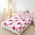 thumbnail image 4 of jejeloiu Modern Abstract Geometric Twin Sheet Sets,Pink Rhombus Print Bedding For Men Women 3 Pieces, 4 of 7