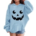thumbnail image 2 of Abcomgle Girls Halloween Hoodie 7-8 Horror Pumpkin Face Sweatshirts with Hooded Casual Long Sleeve Girls Pullover Top with Pocket Fall Holiday Sweaters for Teens, 2 of 6