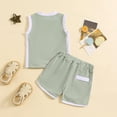 thumbnail image 4 of Musuos Toddler Boys Shorts Set, 3M 6M 12M 18M 24M 3Y Sleeveless Crew Neck Patchwork Tank Top with Elastic Waist Shorts Summer Outfit, 4 of 10
