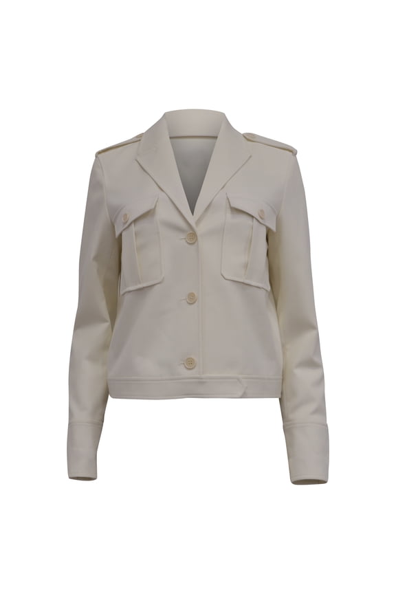 Pre-Owned Theory Button-Down Cropped Jacket in White Wool
