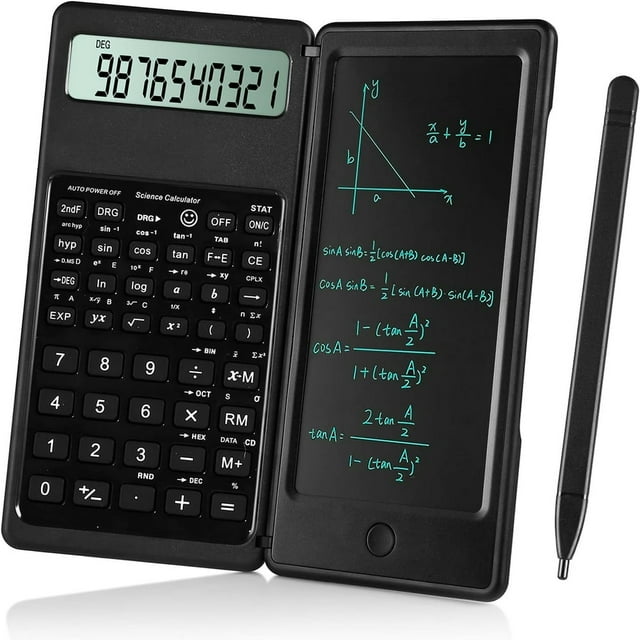 Calculatrices Scientifiques pour Étudiants Écran Large 10 Chiffres, Calculatrice de Mathématiques avec Bloc-Notes pour Collège et Lycée (Blanc)