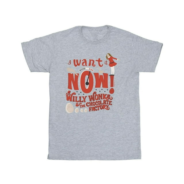 Willy Wonka T-Shirt en Coton pour Filles Verruca Salt I Want It Now