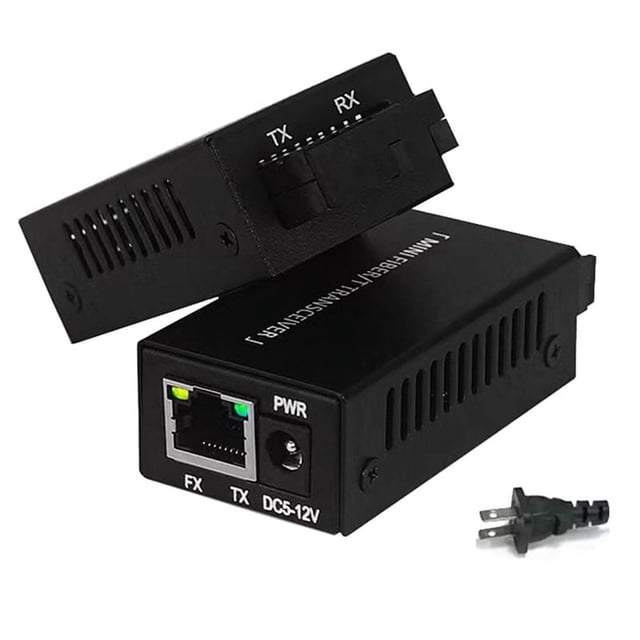 Miniconvertidor de medios de fibra óptica de 10/100 M, conector SC de 20 KM, transceptor de fibra óptica monomodo de 155 Mbps, enchufe estadounidense