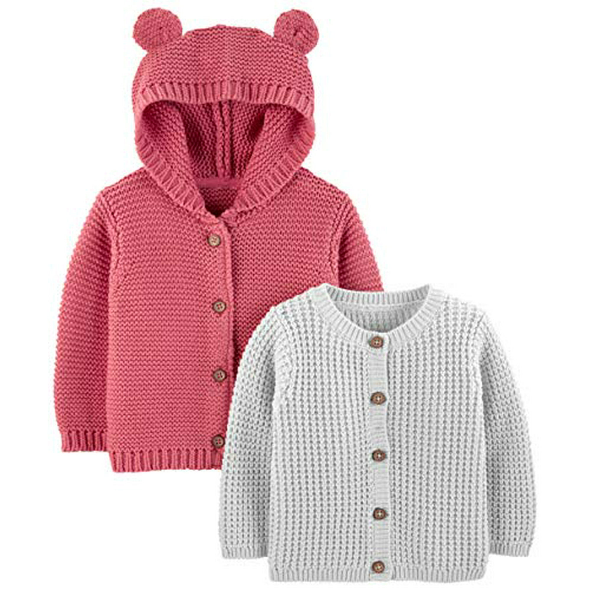 Uni Babies Knit Cardigan Sweaters Pack of 2 Grey Red 3 6 Months Walmart