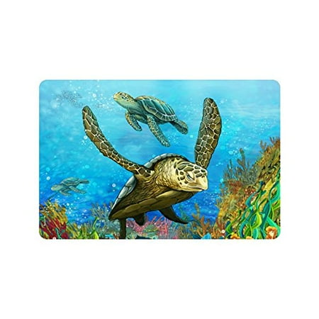 Mkhert Sea Turtle With C Reef Art Doormat Rug Home Decor Floor Mat Bath 23 6x15 7 Inch Mkhert Sea Turtle With C Reef Art Doormat Rug Home Decor Floor Mat Bath 23 6x15 7 Inch