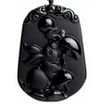 thumbnail image 3 of HOOUN Natural Black Obsidian Chinese Zodiac Necklace Amulet Animals Pendant Bead Chain-rabbit & bunny, 3 of 4