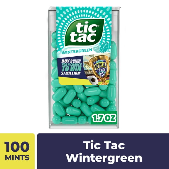 Tic Tac Wintergreen, On-the-Go Breath Mints, Pocket-Sized Mints, 100 pieces, 1.7 oz Single Pack
