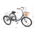 thumbnail image 6 of 3-Wheeled Adult Tricycle with Foldable Basket, 24" Wheels, For Men and Women, Cruise Bike, Exercise Bike for Recreation and Shopping, Water-Proof Bag and Classic Bicycle bell, 6 of 9