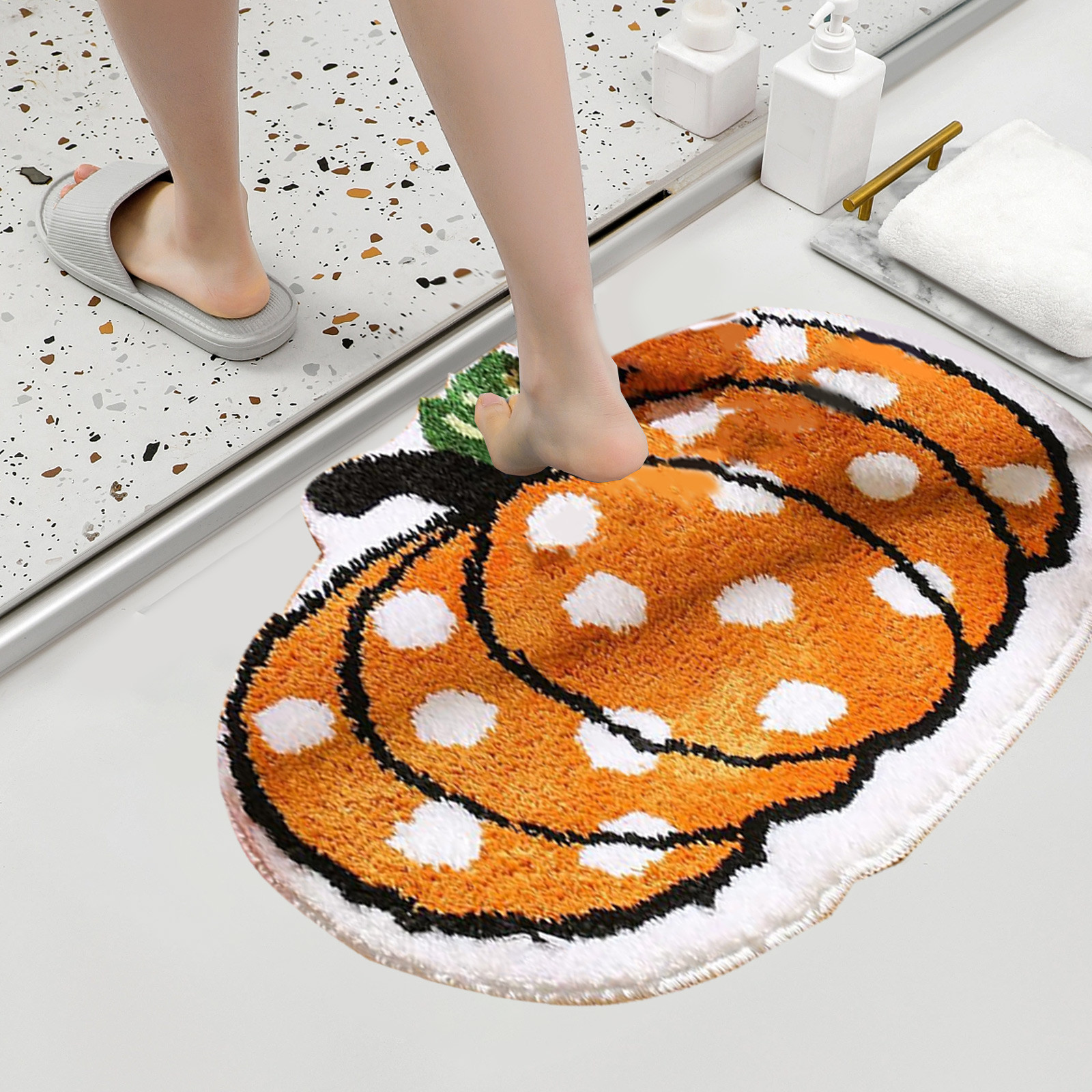 KXO Fall Bathroom Rugs Cute Yellow Plant Bath Mat Non Slip Abstr 並行輸入品 : Hexagram Fall Bathroom Rugs, Thanksgiving Bathroom
