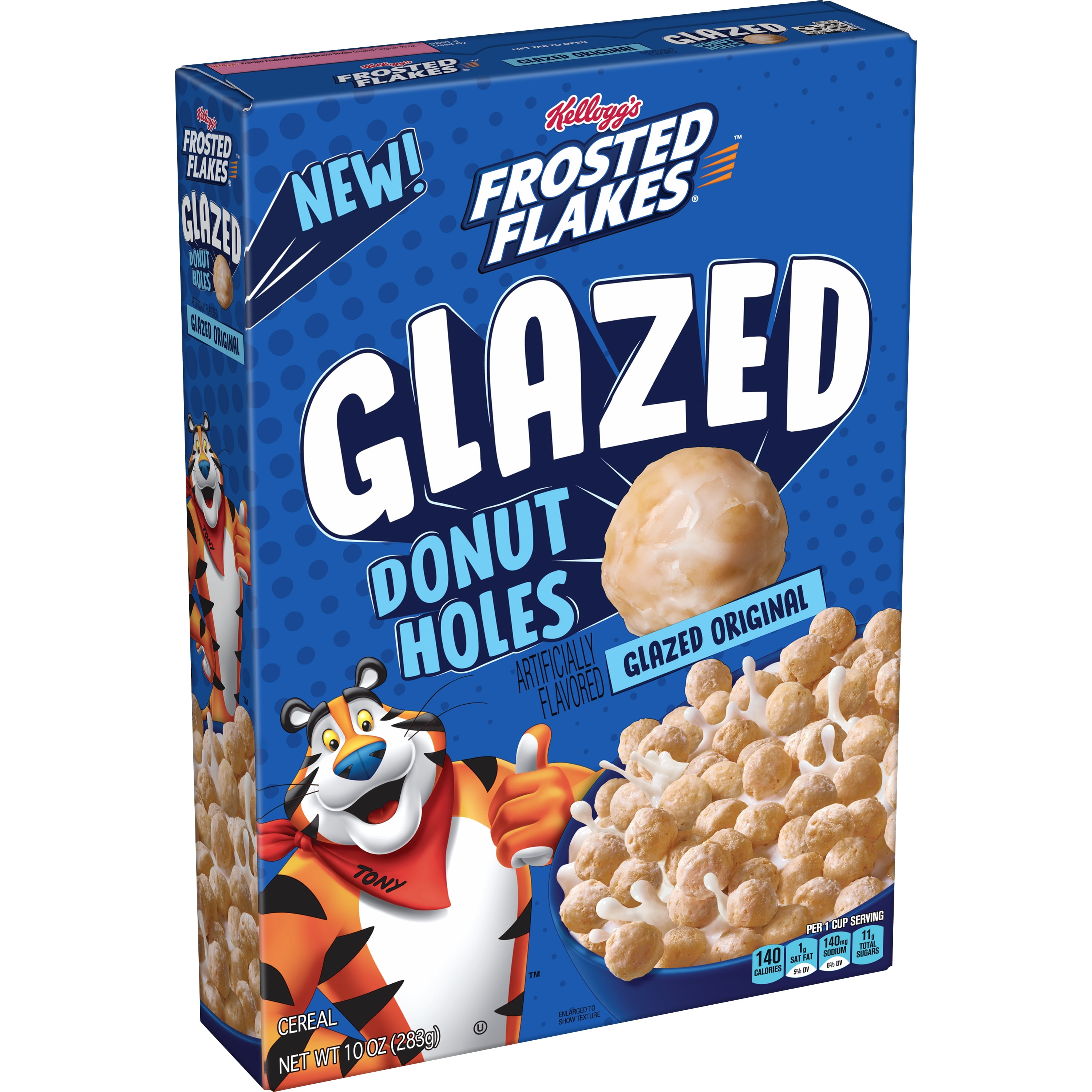 Kellogg's Frosted Flakes Glazed Donut Holes Original Breakfast Cereal, 10 oz Box