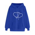 thumbnail image 2 of Baqcunre Sweaters For Women Women's Solid Color Long Sleeved Love Printed Hooded Sweater Women Sweatshirt Fall Outfits Women Trendy Blue S, 2 of 4