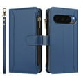 thumbnail image 2 of For Google Pixel 10 Pro 5G Wallet Phone Case-PU Leather Magnetic Flip Cover with 9 Credit Card Slots,Zipper Pocket & Detachable Wrist Strap,Shockproof,Dark Blue, 2 of 7