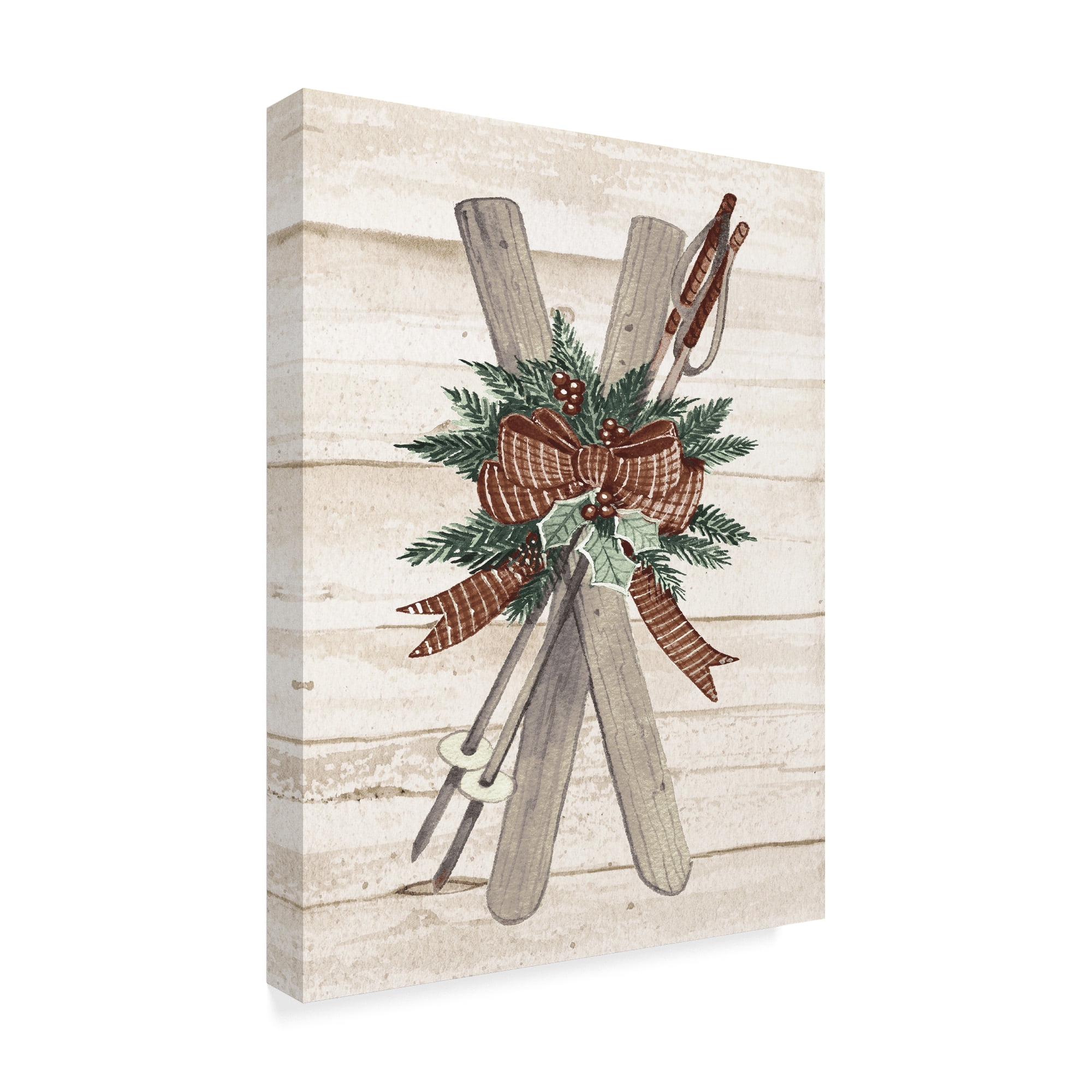 Trademark Fine Art 'Holiday Sports on Wood IV Luxe' Canvas Art by Kathleen Parr Mckenna