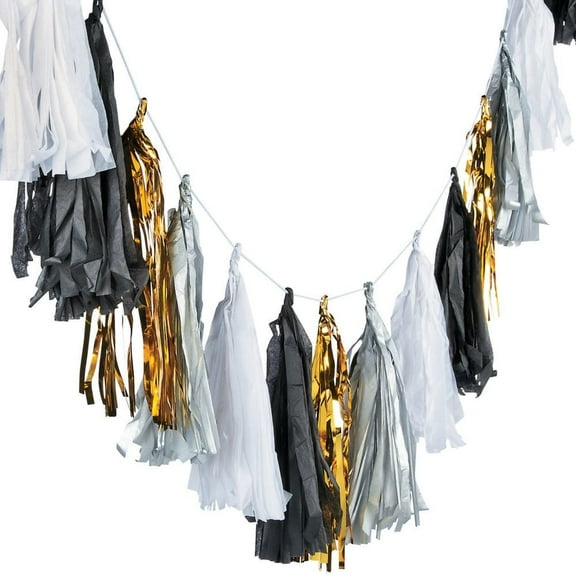 Black And White Tassel Garland - Party Decor - 1 Piece