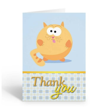 Cute and Funny Cat Thank you Note Cards - 10 Cat Note Cards and Envelopes - B142