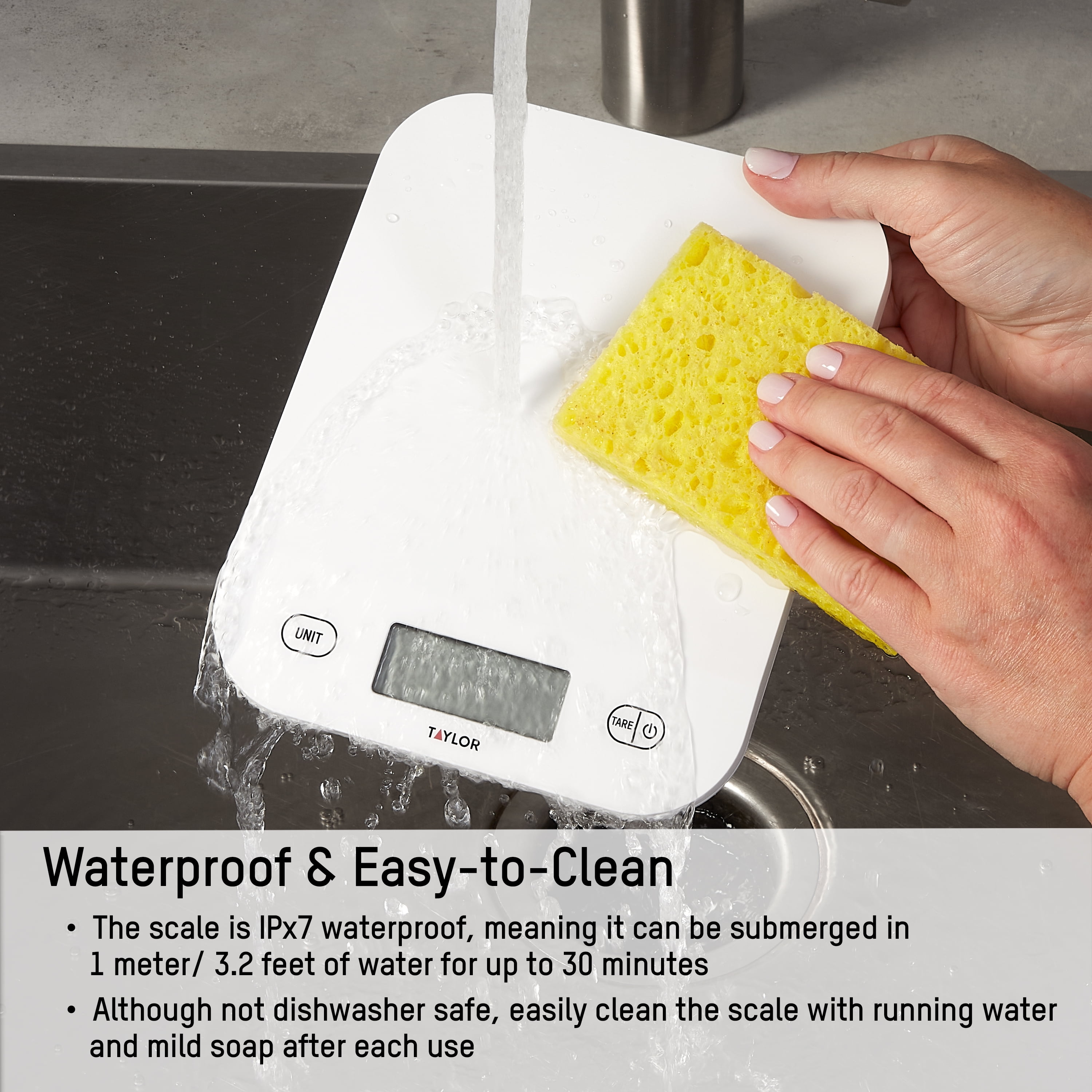 Taylor Digital Waterproof Kitchen and Food Scale with Grams & Ounces, White 11LB Capacity
