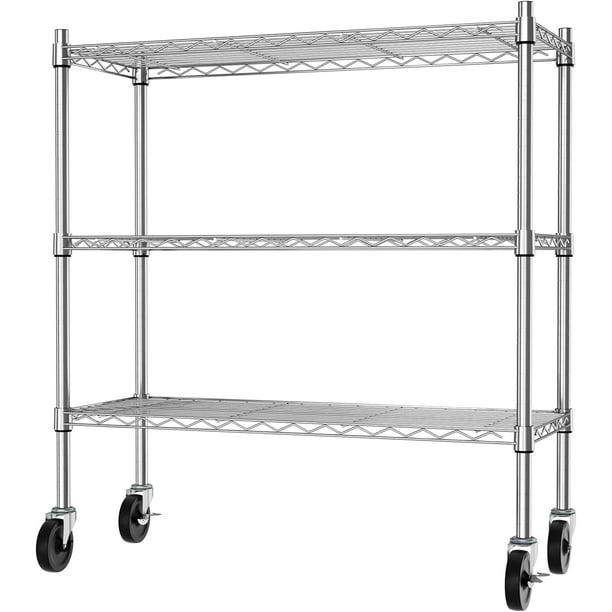3Shelf Shelves with Casters Heavy Duty 3Tier Rolling Cart Utility