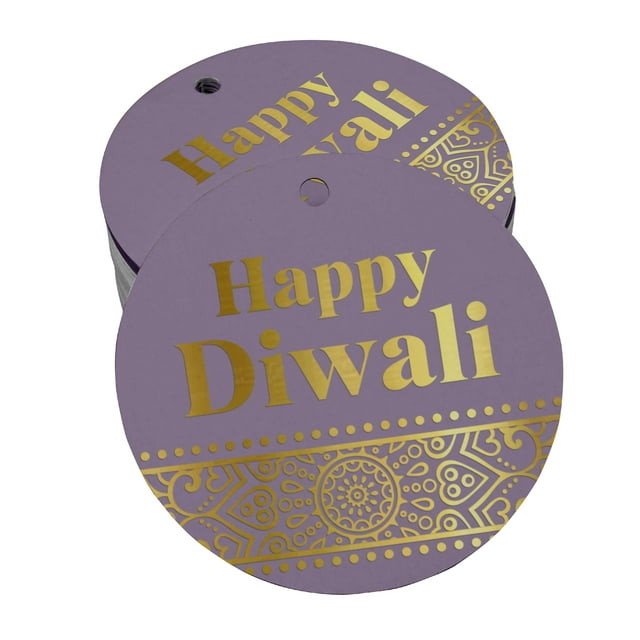 Inkdotpot Étiquette de Bouteille Happy Diwali en Feuille d'Or Véritable 100 Pcs
