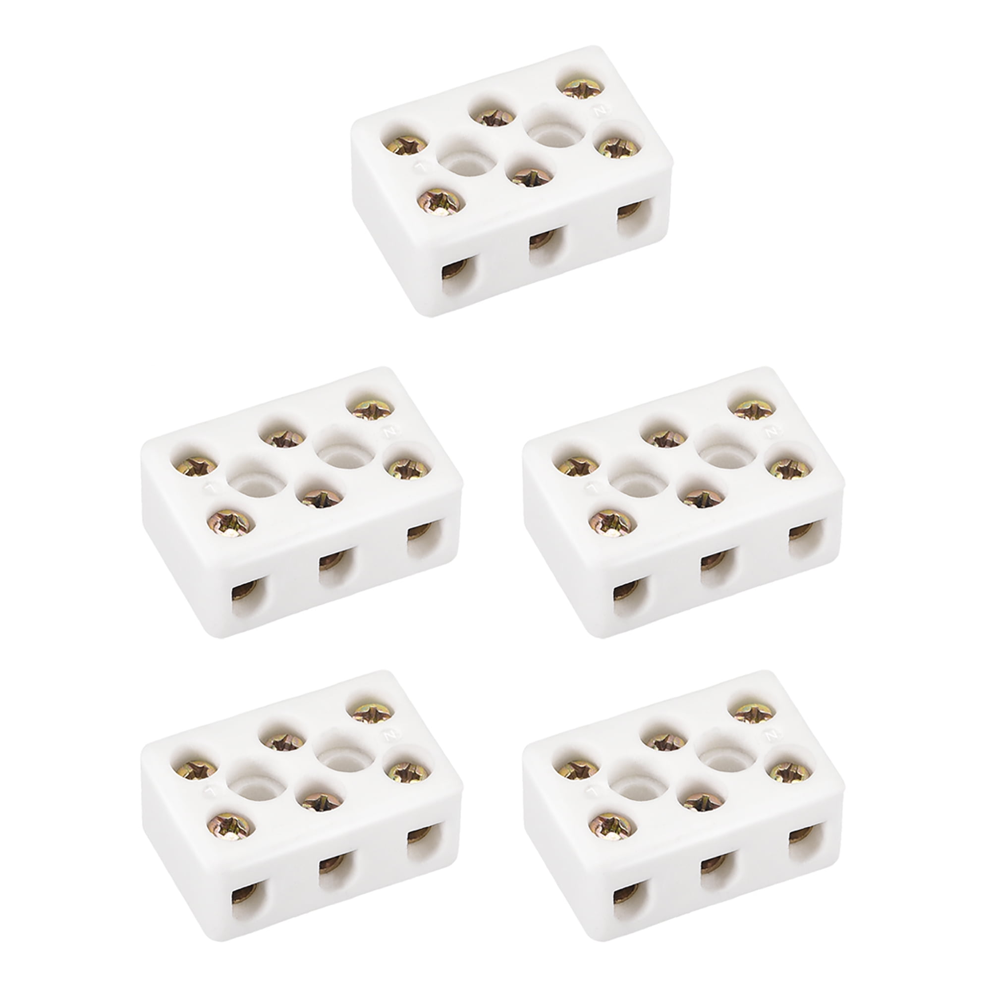 uxcell 3 Way Ceramics Terminal Blocks High Temp Porcelain Ceramic Connectors 47x27.5x19.5mm for Electrical Wire Cable 2 Pcs 