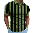 thumbnail image 2 of VgaVtl Men Polo Shirts Big and Tall Summer Short Sleeve Mens Shirts Running Green Casual Button Striped Shirts, 2 of 7