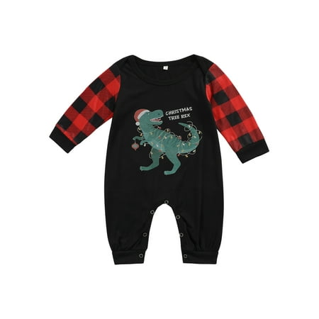 

Spring hue Christmas Sleepwear Set Family Matching Nightwear Dinosaur Plaid Print O-Neck Long Sleeve Tops Pajamas Trousers Homewear Outfits