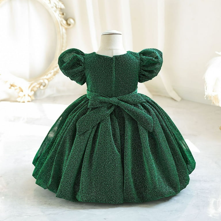 sachin and babi light blue dress Jalioing Bubble Sleeve Princess Dress for Kids Girl Bow Ruched Puffy Dresses  Birthday Party Baby Girls Skirts (4-5 Years, Green)