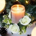 thumbnail image 5 of MERILER Candlestick Garland Wreath - Artificial Rose Candle Flower Ring for Home Party Wedding Table Decoration, Silk Cloth Material, Christmas Holiday Centerpiece, 5 of 6