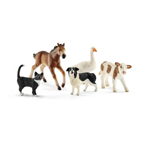 Schleich Farm World, Farm Animals (Dog, Cat, Horse, Cow, Duck) Toy (Best Animal In The World)