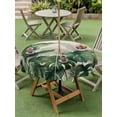 thumbnail image 4 of Outdoor Tablecloth with Umbrella Hole for Patio/Picnic/Party/Camping, Palm Leaves Tropical Waterproof Table Cloth Round Cover Washable, Green Botanical Summer Linen (Dia 54"), 4 of 8