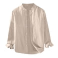 thumbnail image 3 of Women Shirts Dressy Casual Solid Color Business Work Tops Button Down Crew Neck Summer Blouses Long Sleeve, 3 of 3