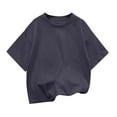 thumbnail image 4 of Gubotare Girls Shirts Trendy Girls Shirt Crop Tops Short Sleeve Summer Drop Shoulder Sleeve Crewneck Loose T Shirt Tee Size 9T 10T (Grey,9-10 Years), 4 of 4