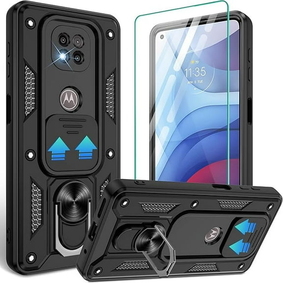 Xilaimitoo Phone Case for Moto G Power 2021, with Slide Camera Cover , 360 Full Body Military-Grade Phone Case with Kickstand for Moto G Power 2021