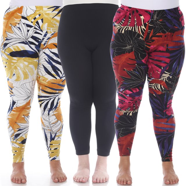 White Mark Women's 3-Pack Soft Stretchable Printed Leggings