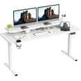 thumbnail image 1 of Homall Electric Standing Desk with Monitor Stand - 63 x 27 Inch Height Adjustable Home Office Computer Desk,White, 1 of 7