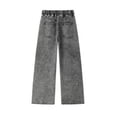 thumbnail image 4 of Jeans for Men Distressed Baggy Denim Pants Washed Streetwear Straight Wide Leg Jeans (Grey M), 4 of 5