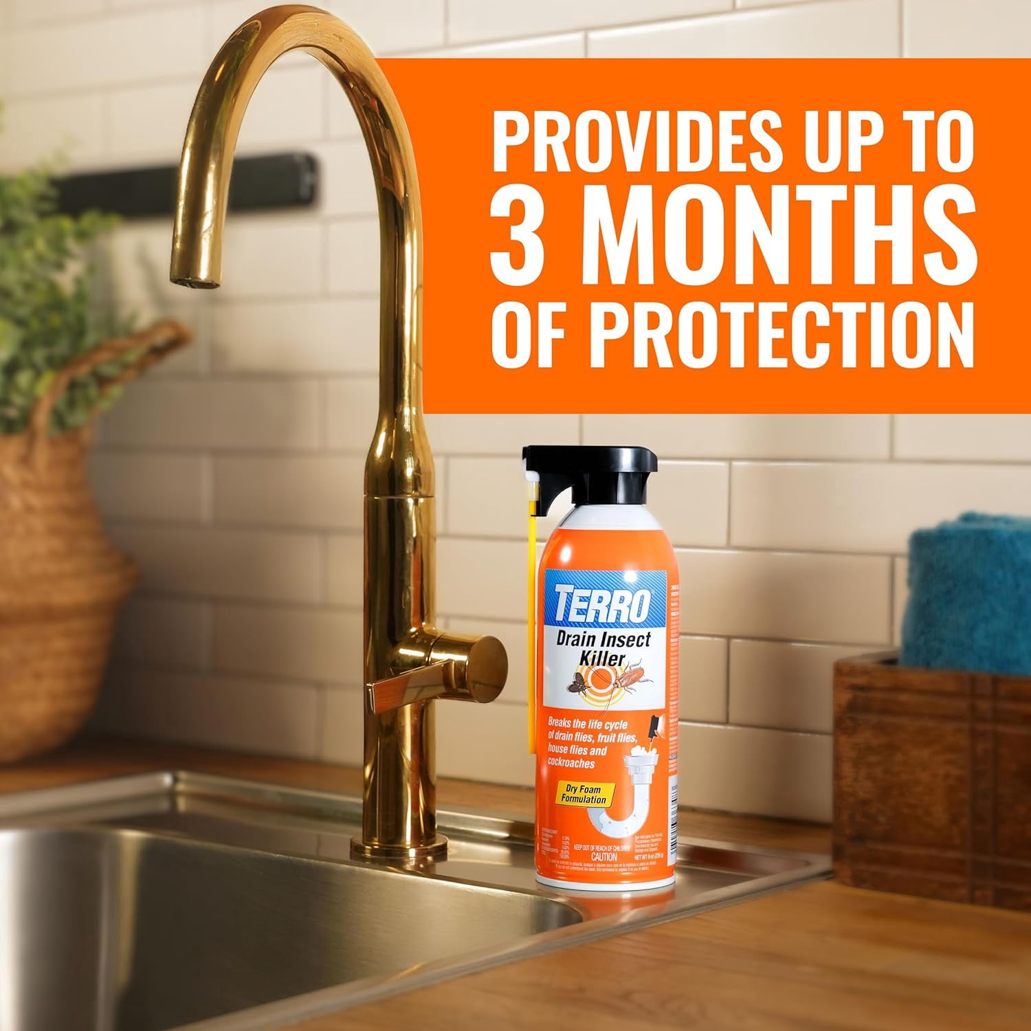 Foam drain Treatment - Drain treatment for drain flies, fruit flies, house flies and cockroaches